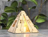 Wooden Tent Shape Night Light Lamp Laser Cutting Camping Tent Home Lampshade Table Candle Holder Table Lamp Digital Download SVG |#U259| VectorPort