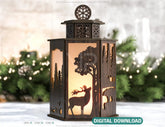 Christmas Lamp Night Light Deer White Bear Lantern Decoration Candle Holder Tea light Winter Snowy Forest Digital Download SVG |#U261| VectorPort