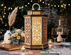 Floral Lantern Laser Cut Lantern Template Wooden Candle Holder Wedding Lantern Tea Light Digital Download |#261| VectorPort