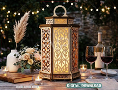 Floral Lantern Laser Cut Lantern Template Wooden Candle Holder Wedding Lantern Tea Light Digital Download |#261|
