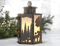 Christmas Lamp Night Light Deer White Bear Lantern Decoration Candle Holder Tea light Winter Snowy Forest Digital Download SVG |#U261| VectorPort