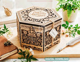 Antique Hexagon Wooden Box SVG | Laser Cut Keepsake Memory Box Decorative Storage Digital Download |#262| VectorPort