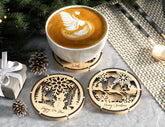 Coaster Christmas Gift Laser Cut Tea Coffee Cup Mat Pad Placemat Tableware Deer New Year Theme Digital Download |#U263| VectorPort