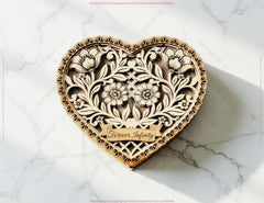 Laser Cut Heart Box SVG, Floral Keepsake Box Customizable – Layered Laser Cut Digital Download |#263| VectorPort