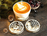 Coaster Christmas Gift Laser Cut Tea Coffee Cup Mat Pad Placemat Tableware Deer New Year Theme Digital Download |#U264| VectorPort
