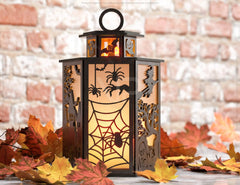 Halloween Candle Tealight Holder Pumpkin Witch Spider Lantern Spooky Scene Lamp Digital Download SVG |#U267| VectorPort