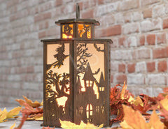 Halloween Candle Tealight Holder Pumpkin Witch Spider Lantern Spooky Scene Lamp Digital Download SVG |#U267| VectorPort