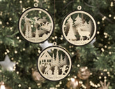 Christmas Balls Tree Decorations Craft Hanging Bauble Snowy Scene Deer carving stencil laser cut Digital Download |#U269| VectorPort