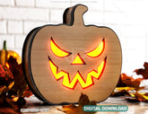 Halloween 3D Pumpkin Night Lamp Laser Cut File Light Box Pumpkin Led Light Digital Download |#U272| VectorPort