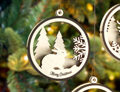 Christmas Balls Deer Rabbit Tree Decorations Craft Hanging Bauble Snowy Scene Carving stencil laser cut Digital Download |#U275| VectorPort