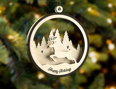 Christmas Balls Deer Rabbit Tree Decorations Craft Hanging Bauble Snowy Scene Carving stencil laser cut Digital Download |#U275| VectorPort