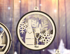 Christmas Balls Tree Decorations Craft Hanging Bauble Snowy Scene Deer carving stencil laser cut Digital Download |#U277| VectorPort