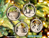Snowman Christmas Balls Tree Decorations Craft Hanging Bauble Snowy Scene Deer carving stencil laser cut Digital Download |#U278| VectorPort