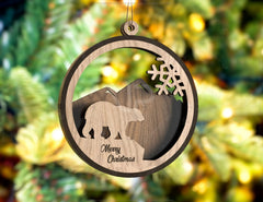 Snowman Christmas Balls Tree Decorations Craft Hanging Bauble Snowy Scene Deer carving stencil laser cut Digital Download |#U278| VectorPort