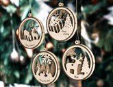 Deer Forest Snowy Scene Christmas Balls Tree Decorations Craft Hanging Bauble Carving stencil laser cut Digital Download |#U279|
