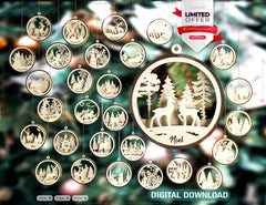Christmas Tree Décor Bundle 30 Different Designs Christmas Balls Craft Hanging Bauble Carving Digital Download |#U280| VectorPort