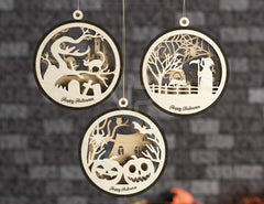 Halloween Decoration Balls Craft Hanging Bauble Pumpkin Cat Spider Lantern Spooky Scene Digital Download |#U282| VectorPort