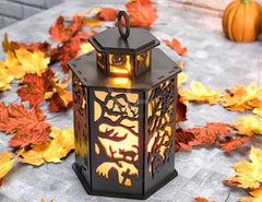 Halloween Candle Tealight Holder Pumpkin Cat Spider Lantern Spooky House Scene Lamp Digital Download SVG |#U283| VectorPort