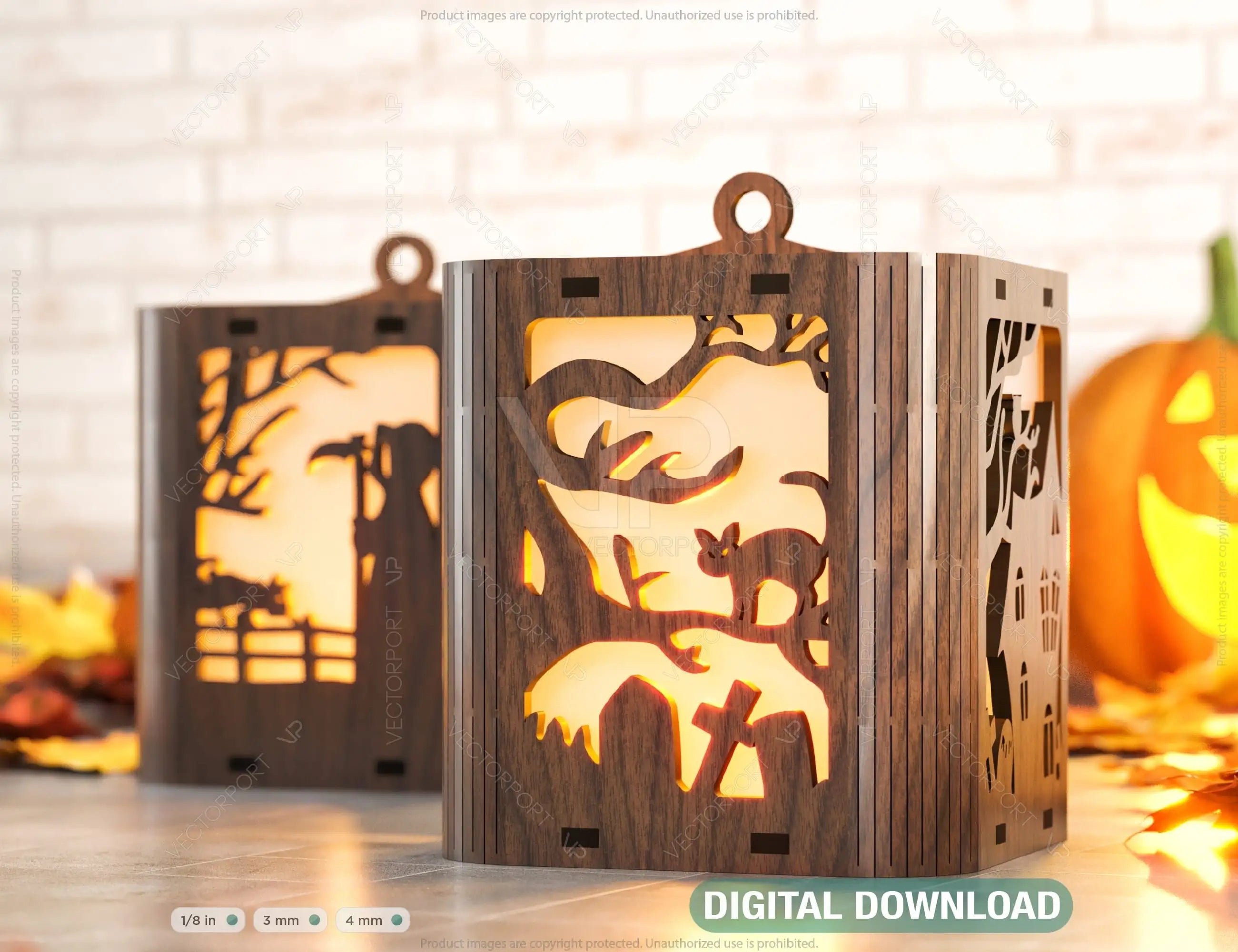 Halloween Candle Tealight Holder Pumpkin Witch Spider Lantern Spooky Scene Lamp Hanging Tree Decoration Candle Holder Digital Download |#U285| VectorPort