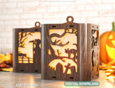 Halloween Candle Tealight Holder Pumpkin Witch Spider Lantern Spooky Scene Lamp Hanging Tree Decoration Candle Holder Digital Download |#U285| VectorPort