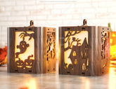 Halloween Candle Tealight Holder Pumpkin Witch Spider Lantern Spooky Scene Lamp Hanging Tree Decoration Candle Holder Digital Download |#U285| VectorPort