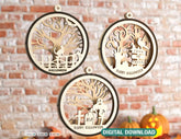 Halloween Decoration Balls Craft Hanging Bauble Pumpkin Cat Spider Lantern Spooky Scene Digital Download |#U286| VectorPort