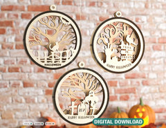 Halloween Decoration Balls Craft Hanging Bauble Pumpkin Cat Spider Lantern Spooky Scene Digital Download |#U286| VectorPort