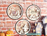 Halloween Decoration Balls Craft Hanging Bauble Pumpkin Cat Spider Lantern Spooky Scene Digital Download |#U288| VectorPort