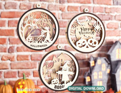 Halloween Decoration Balls Craft Hanging Bauble Pumpkin Cat Spider Lantern Spooky Scene Digital Download |#U288| VectorPort