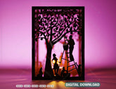 People Picking Apples Garden Tree Candle Holder Laser Cut with Animals Lamp wood Tea light Lantern Digital Download |#U289| VectorPort
