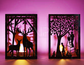 People Picking Apples Garden Tree Candle Holder Laser Cut with Animals Lamp wood Tea light Lantern Digital Download |#U289| VectorPort