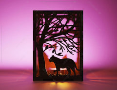 People Picking Apples Garden Tree Candle Holder Laser Cut with Animals Lamp wood Tea light Lantern Digital Download |#U289|