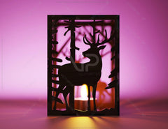 People Picking Apples Garden Tree Candle Holder Laser Cut with Animals Lamp wood Tea light Lantern Digital Download |#U289|