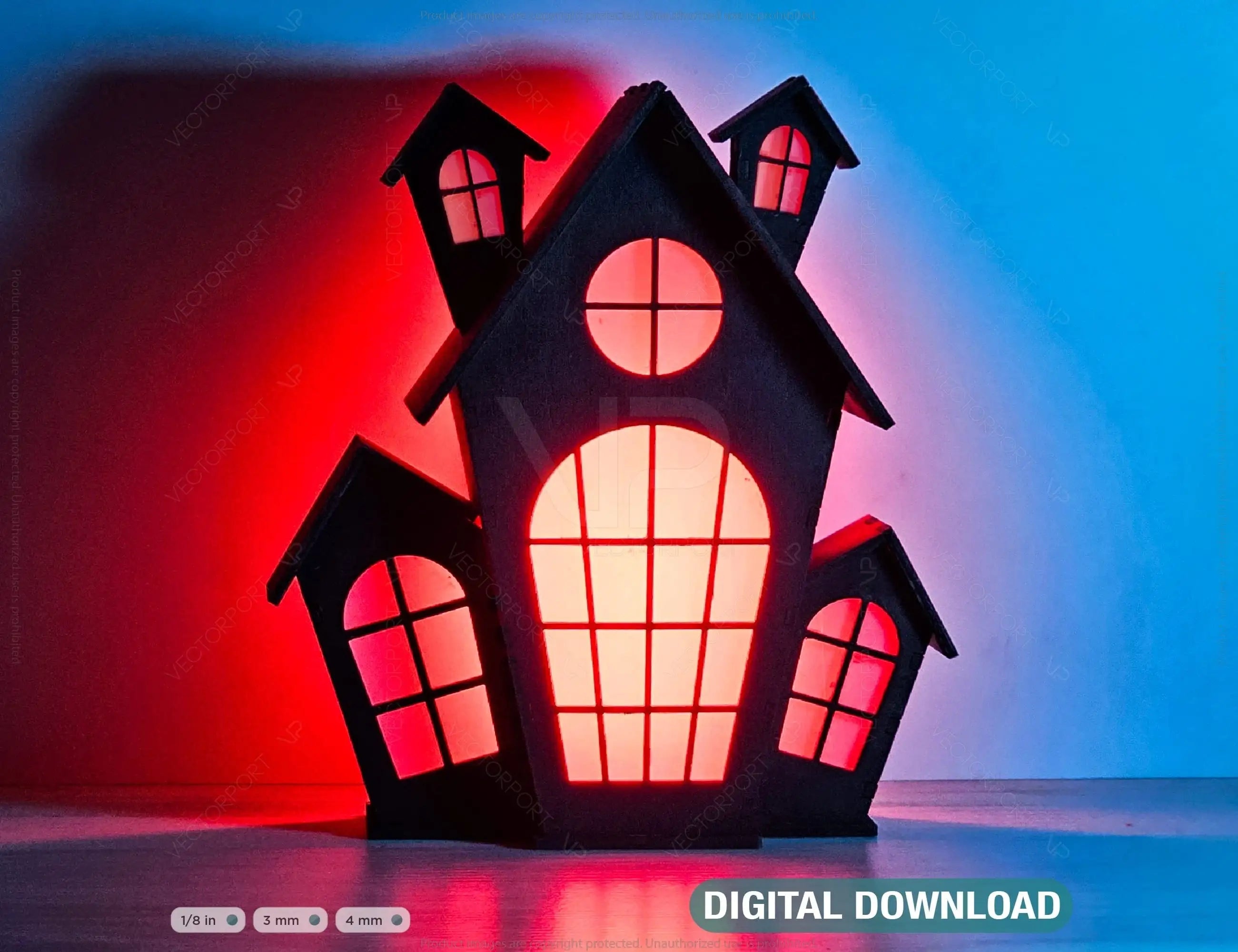 3D Halloween House Wooden Black Home Night Lamp Laser Cut File Light Box Halloween Candle Holder Digital Download |#U293| VectorPort