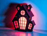 3D Halloween House Wooden Black Home Night Lamp Laser Cut File Light Box Halloween Candle Holder Digital Download |#U293|