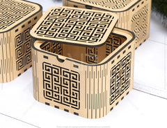Decorative Wooden Gift Box laser cut jeweler case Wedding Love vector model Greek Key Pattern Digital Download |#U294| VectorPort