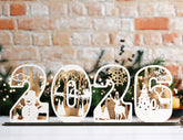 2026 Standing Number Christmas Decoration with Snowy New Year Scene Multilayer Laser cut Digital Download |#U295|