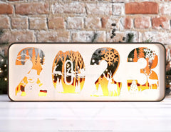 2023 Standing Number Christmas Decoration With Snowy New Year Scene Multilayer Laser Cut Digital Download |#U296| VectorPort