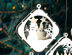Christmas Balls Tree Decorations Craft Hanging Bauble Snowy Scene Deer New Year Décor Laser cut Digital Download |#U298| VectorPort
