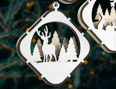 Christmas Balls Tree Decorations Craft Hanging Bauble Snowy Scene Deer New Year Décor Laser cut Digital Download |#U298| VectorPort