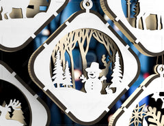 Christmas Balls Tree Decorations Craft Hanging Bauble Snowy Scene Deer New Year Décor Laser cut Digital Download |#U299|