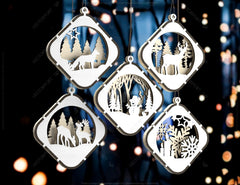 Christmas Balls Bundle 30 Different Tree Decorations Craft Hanging Bauble Snowy Scene Deer New Year Décor Laser cut Digital Download |#U303| VectorPort
