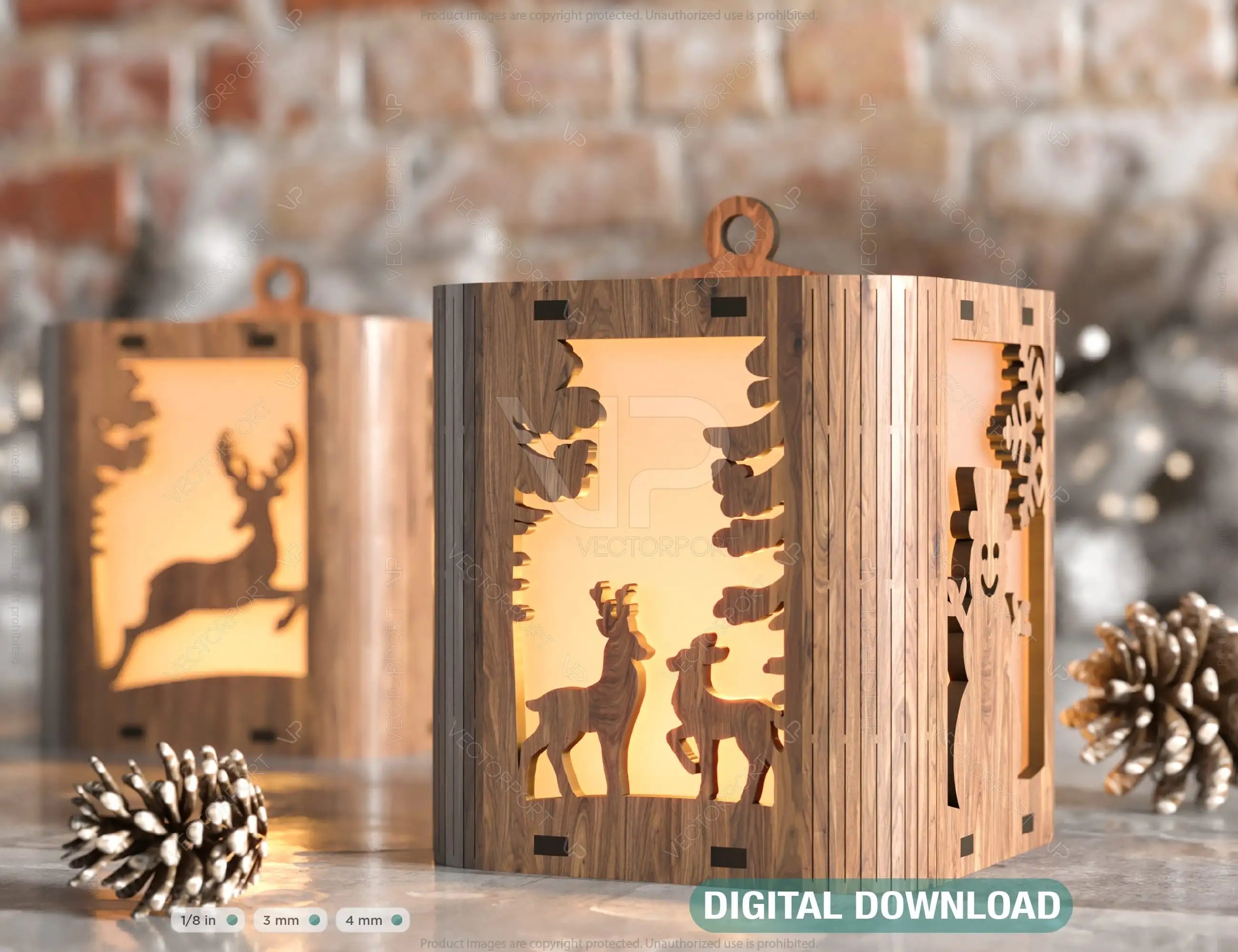 Christmas Lamp New Year Night Light Deer Lantern Decoration Hanging Tree Decoration Candle Holder Digital Download |#U304| VectorPort
