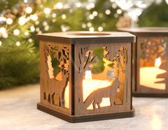 Christmas Lamp Night Light Deer Lantern Decoration Centerpiece Lampshade Table Candle Holder SVG Digital Download |#U306|