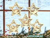 Star shape Christmas Tree Decorations Craft Hanging Bauble Snowy Scene Deer New Year Décor Laser cut Digital Download |#U313| VectorPort