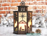 Nativity Scene Candle Holder Christmas Eve with baby Jesus, Traditional Lantern Tea Digital Download SVG |#U316| VectorPort