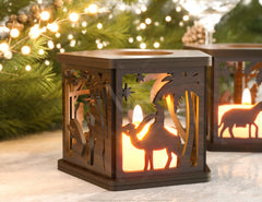 Nativity Scene Candle Holder Christmas Eve with baby Jesus, Traditional Lantern Tea Curved Corner Digital Download SVG |#U318|