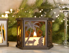 Nativity Scene Candle Holder Christmas Eve with baby Jesus, Traditional Lantern Tea Curved Corner Digital Download SVG |#U318| VectorPort