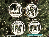 Nativity Scene Tree Balls Craft Round Hanging Bauble Christmas Eve with baby Jesus Digital Download SVG |#U319|