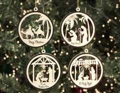 Nativity Scene Tree Balls Craft Round Hanging Bauble Christmas Eve with baby Jesus Digital Download SVG |#U319| VectorPort